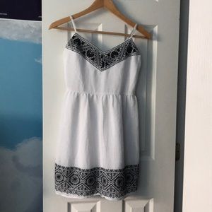 White Short Dress w/ Black Design